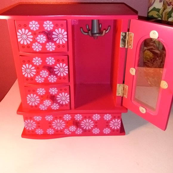 PINK & WHITE GIRLS 4 DRAWER JEWELRY BOX FOR RINGS, NECKLACES AND STUFF - Picture 3 of 7